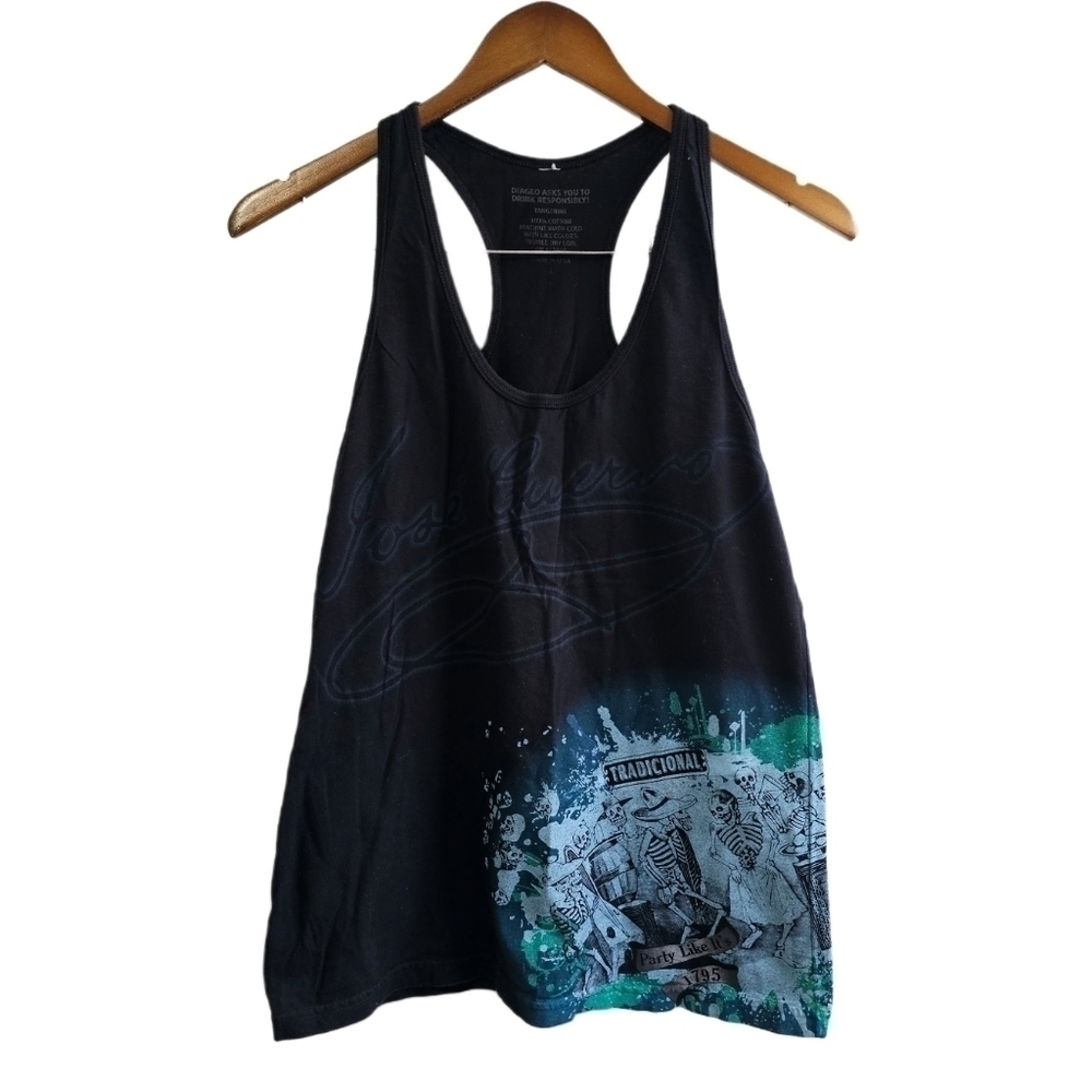 Skeleton black print tank top size large